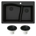 thumbnail image 1 of Kraus Quarza 33 Dual Mount 60/40 Double Bowl Granite Kitchen Sink and Strainers in Black, 1 of 14