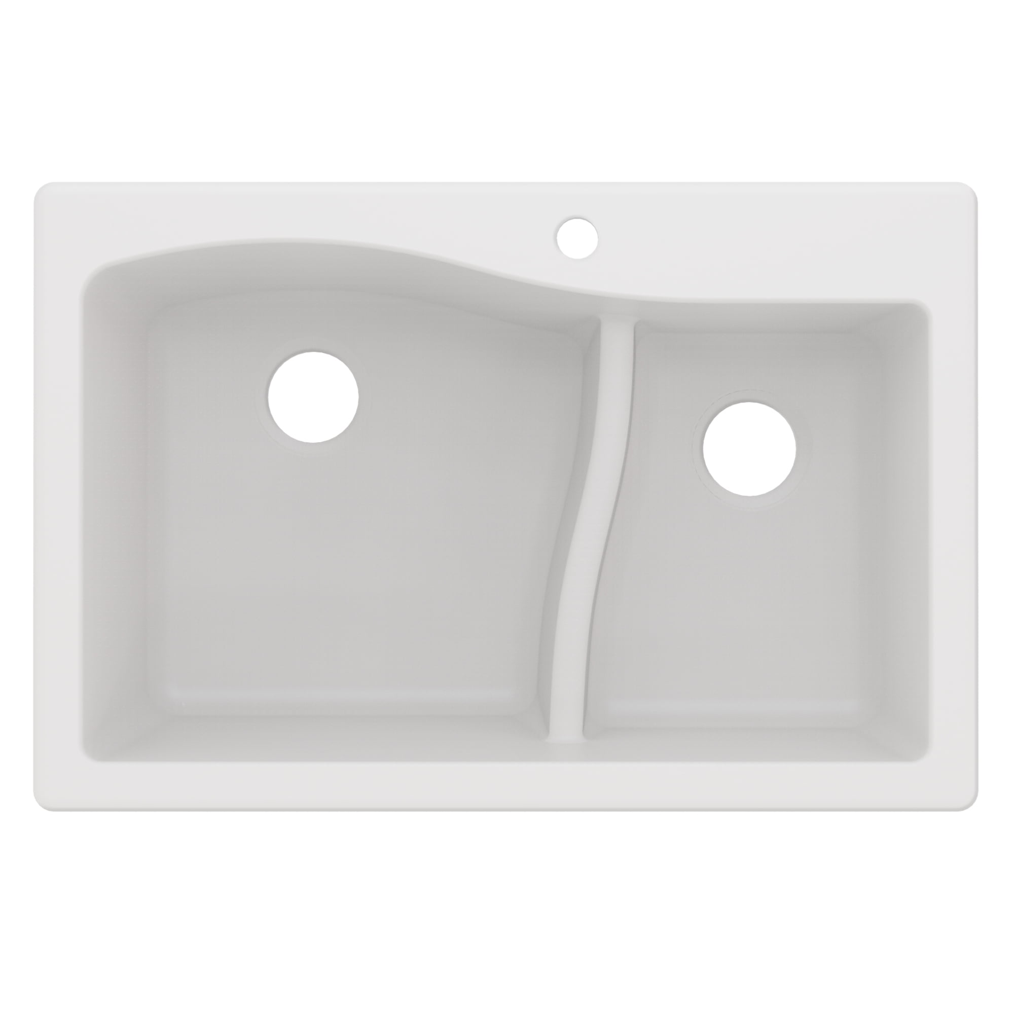 White Granite 33" Dual Bowl Drop-In Kitchen Sink