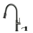 thumbnail image 1 of Kraus Sellette™ Single Handle Pull Down Kitchen Faucet with Deck Plate and Soap Dispenser in Oil Rubbed Bronze Finish, 1 of 13