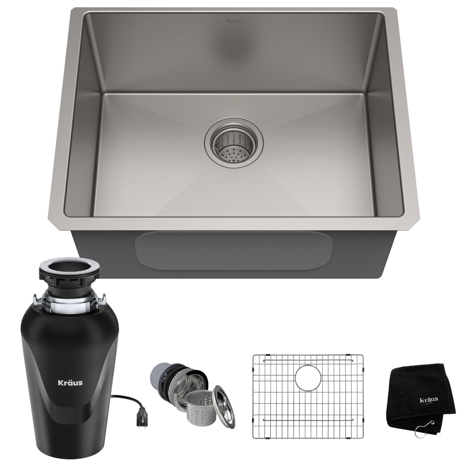 23-Inch Stainless Steel Single Bowl Undermount Kitchen Sink with Garbage Disposal