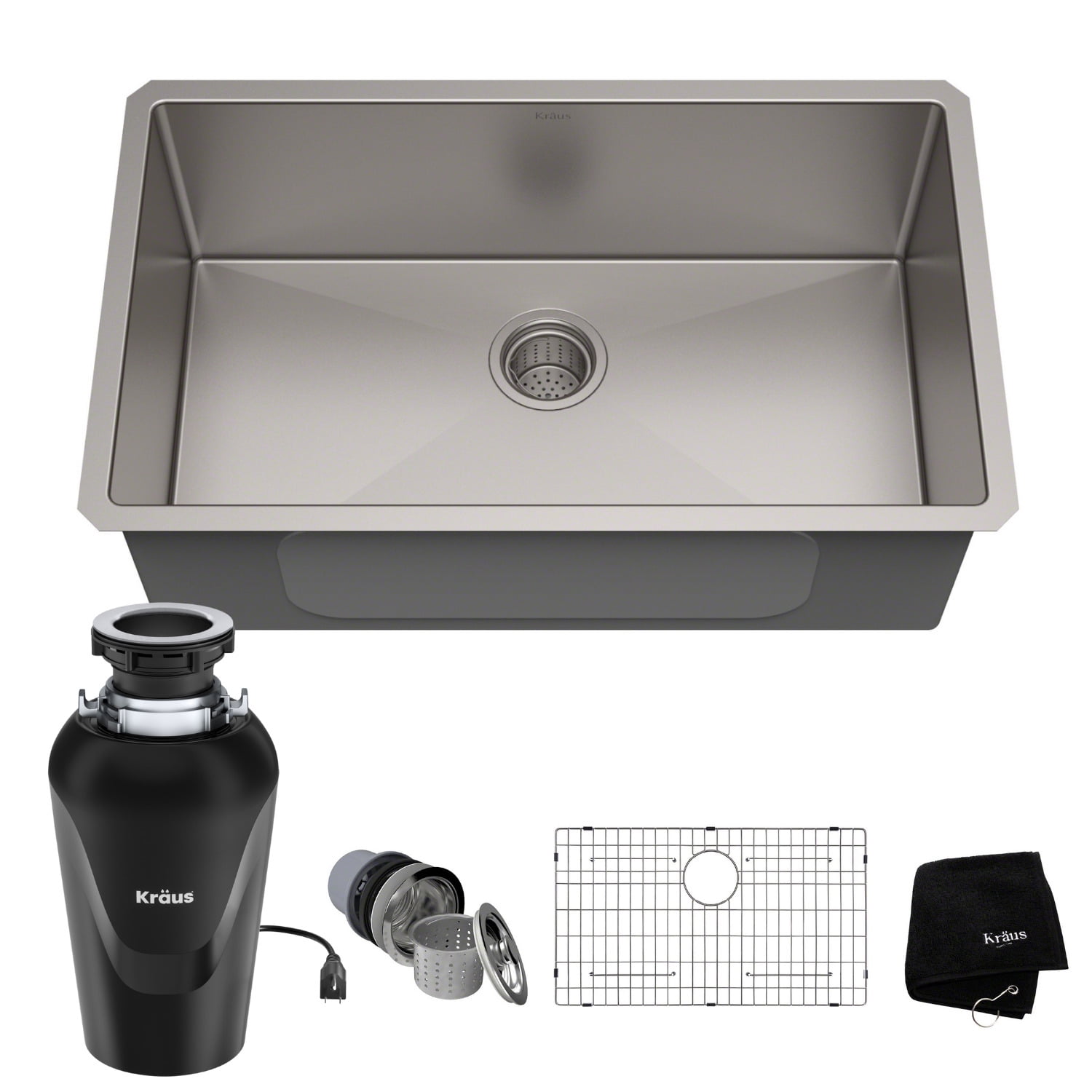 30-Inch Stainless Steel Undermount Kitchen Sink with Garbage Disposal