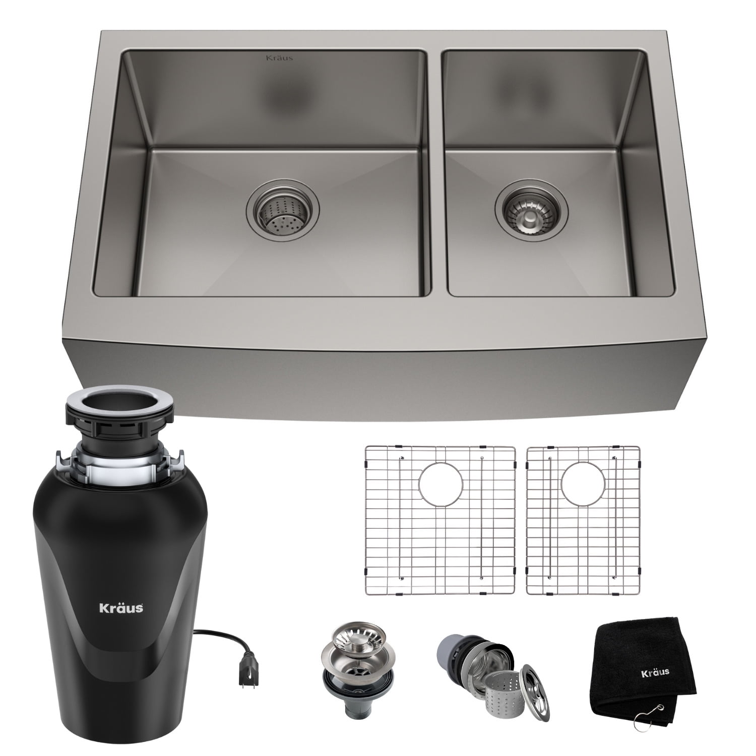 36-Inch Satin Stainless Steel Double Bowl Farmhouse Kitchen Sink