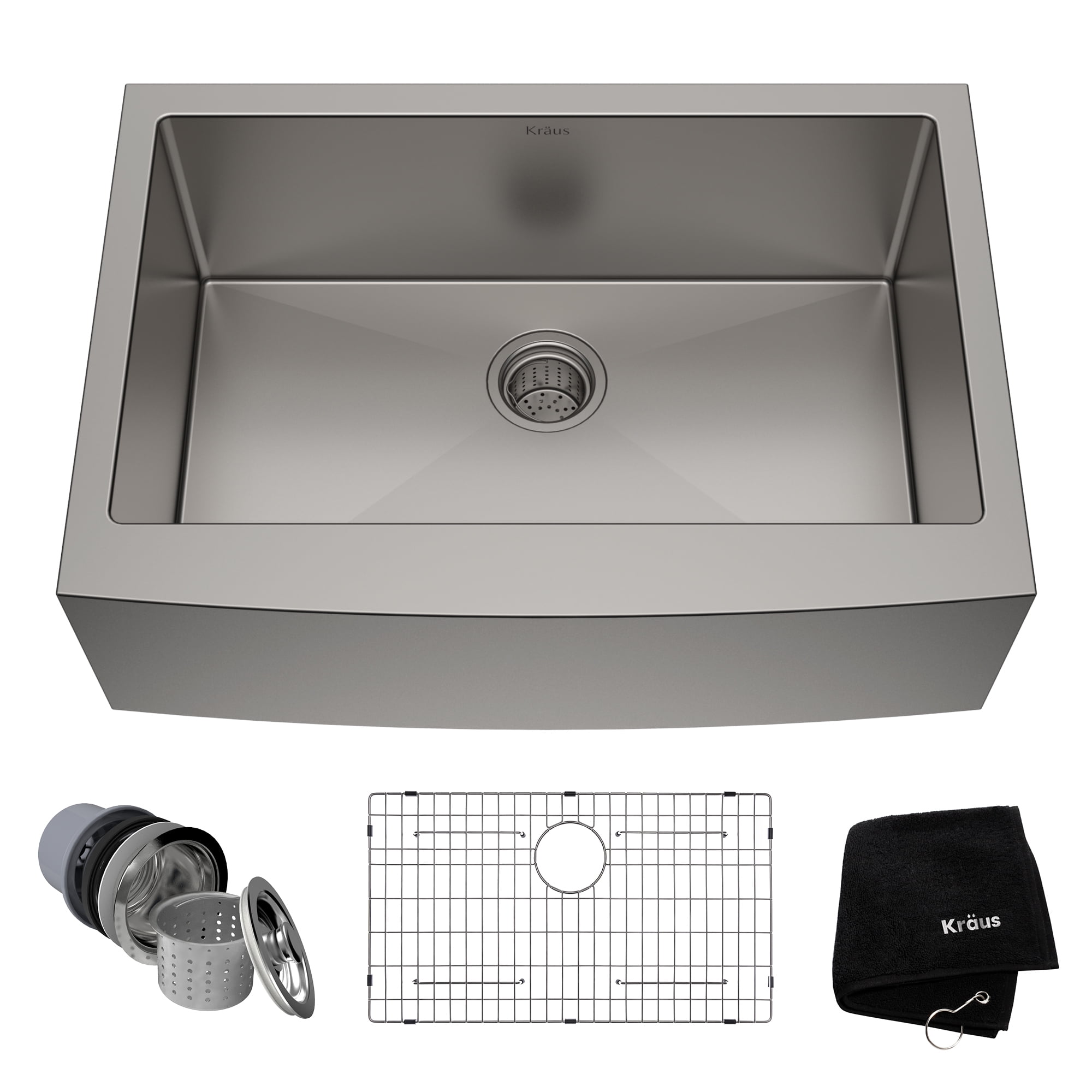30-Inch Satin Stainless Steel Farmhouse Apron Single Bowl Kitchen Sink
