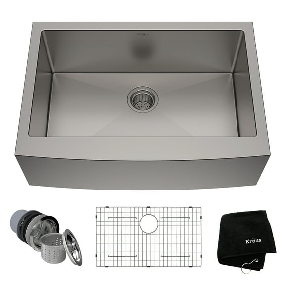 KRAUS Standart Pro 30" Apron Front Farmhouse 16 Gauge Single Bowl Stainless Steel Kitchen Sink