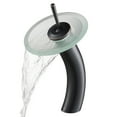 thumbnail image 1 of Kraus Tall Waterfall Bathroom Faucet for Vessel Sink with Frosted Glass Disk, Oil Rubbed Bronze Finish, 1 of 10