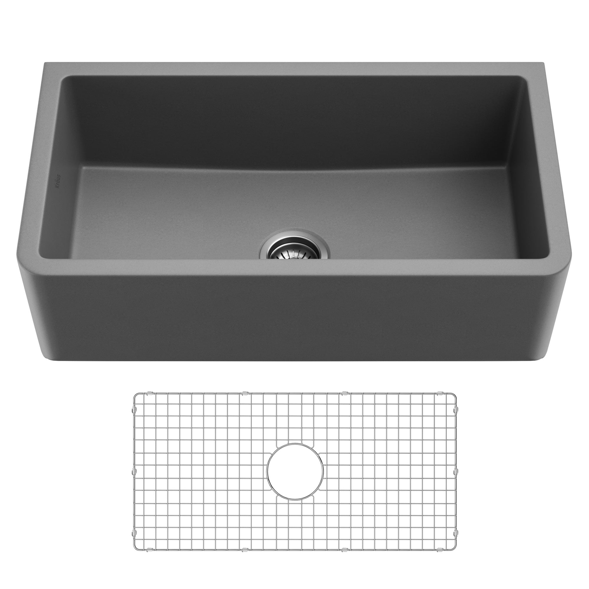 Matte Gray 33" Fireclay Farmhouse Single Bowl Kitchen Sink