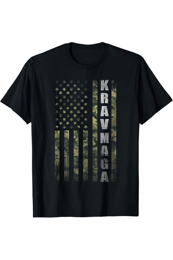 Krav MAGA USA American Flag Camo Fan Vintage T-Shirt- Classic Flag Day shirt Unisex 100% Cotton Crew Neck T-Shirt Breathable Casual Everyday Wear Affordable Graphic Soft t shirt Cheap t shirts