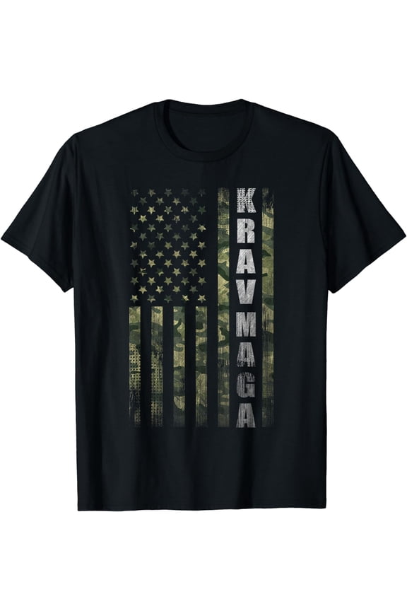 Krav Maga USA American Flag Camo Fan Vintage T-Shirt