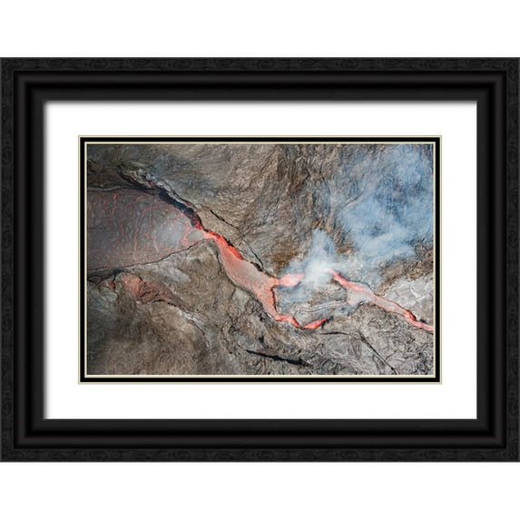 Kravanja, Jure 18x13 Black Ornate Wood Framed with Double Matting Museum Art Print Titled - Fagradalsfjall Volcano