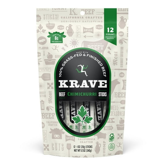 Krave Beef Sticks, Chimichurri, 1 Ounce (Pack of 12)