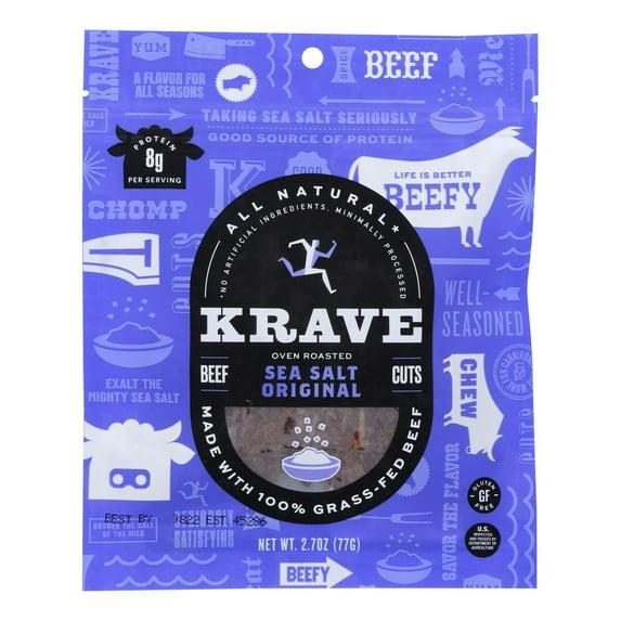 Krave Sea Salt Beef Jerky 2.7 oz Pack Of 8