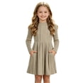 thumbnail image 1 of Krayuyo Girls A Line Dresses with Pockets Long Sleeve Shirt Dress Casual Soft Flowy Dress Size 5-15 Years, 1 of 9