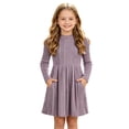 thumbnail image 1 of Krayuyo Girls A Line Dresses with Pockets Long Sleeve Shirt Dress Casual Soft Flowy Dress Size 5-15 Years, 1 of 8