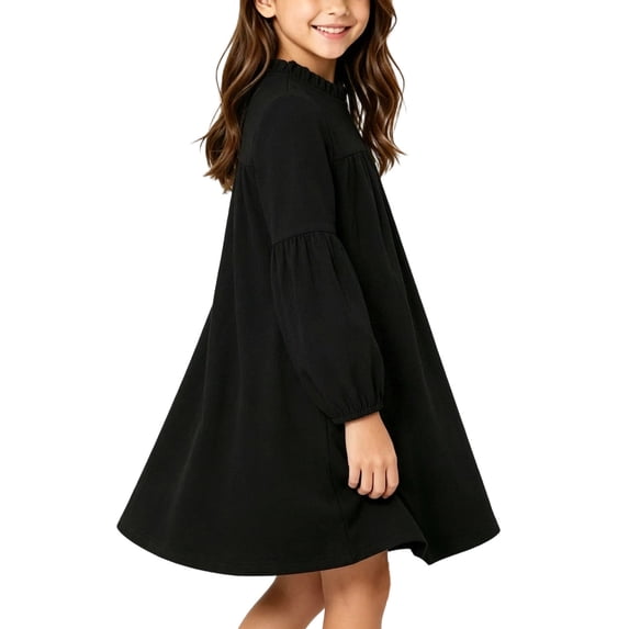 Krayuyo Girls Fall Dresses Ruffled Crew Neck Long Sleeve Casual Dresses Little Girls A-Line Dresses 2-10 Years