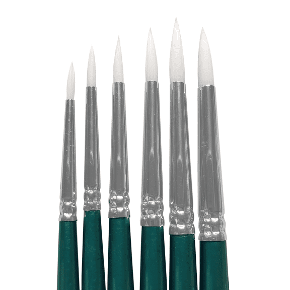 Kraze FX Professional Face Painting Brush Set - 6 Round Brushes, Round Pointed Tip Synthetic Hair Artist Paint Brush for Fine Detailing, Tear Drops, Swirls of All Sizes