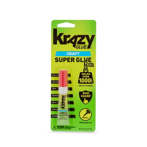 Krazy Glue, Craft Glue, No-Run Gel, Skin Guard, Precision Tip, 4 g