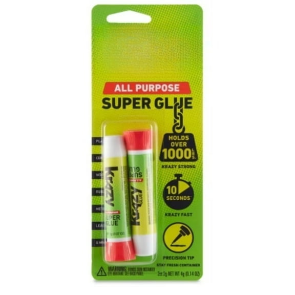 Krazy Glue All Purpose Precision Tip Super Glue 2g: Fast Drying, Clear, Ideal for Wood, Metal, Rubber, Ceramics, Plastic