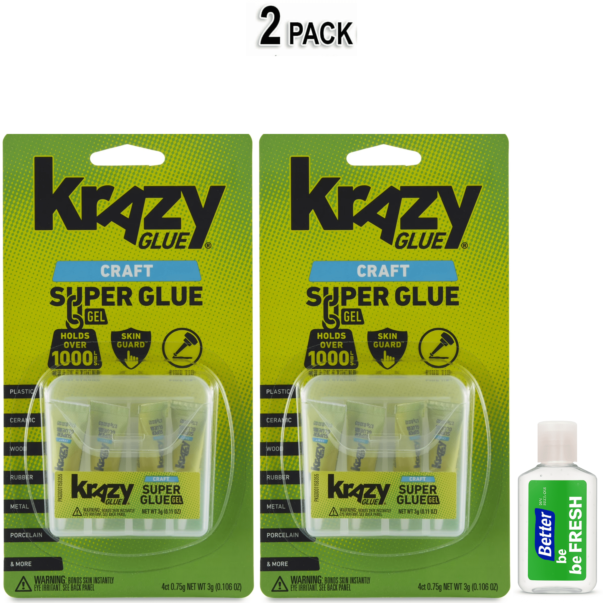 Krazy Glue Craft Super Glue Gel, Mini Singles, Fine Tip, 3g, 4 Count