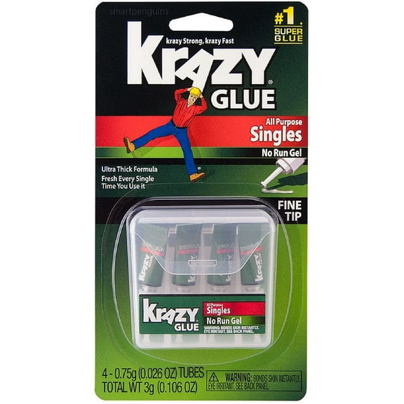Krazy Glue Instant All Purpose Single Use Tubes, 4 ea (Pack of 3)