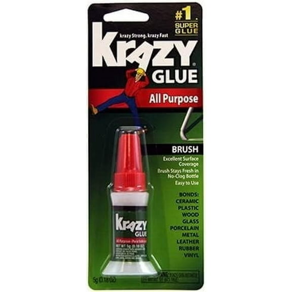 Krazy Glue Instant All Purpose Super Glue Brush KG92548R - Liquid Adhesive - 2 Pack, 0.18 oz
