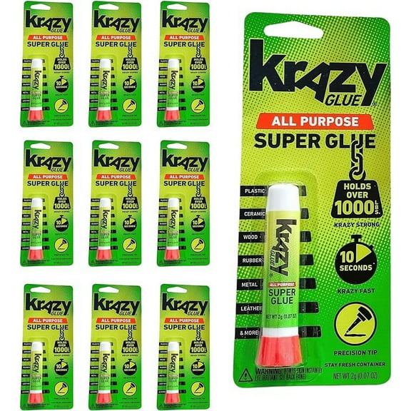 Krazy Glue Original Crazy Super Glue All Purpose Instant Repair, 10 Count