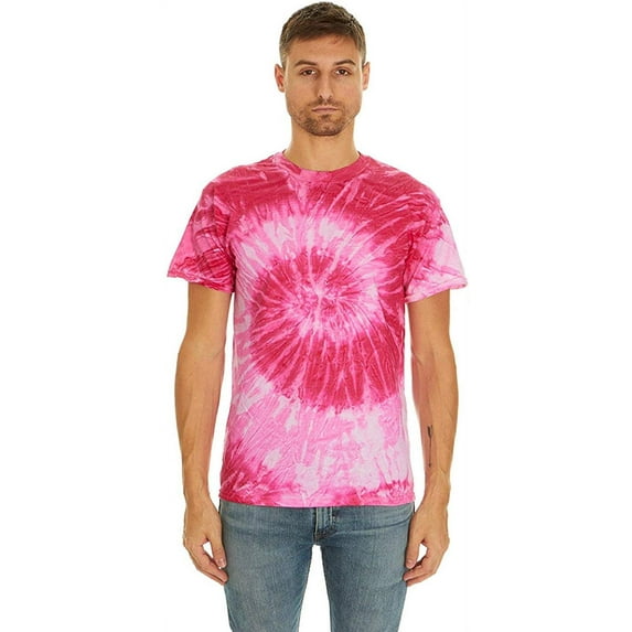 "Krazy Tees Tie Dye T-Shirt, Spiral Pink, Small"