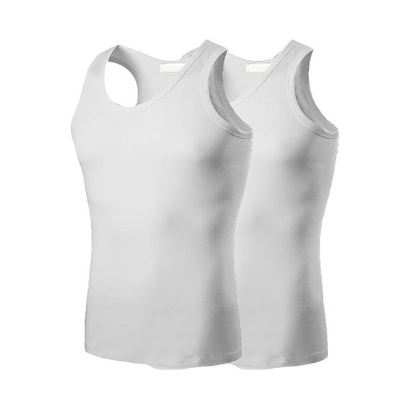 Krdevn 2 Piece Men's Cotton Vest Fine Thread Elastic Vest Men's Vest,Tank Tops Men,XXL