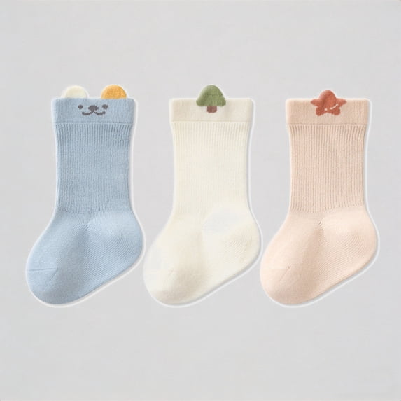 Krdevn 3-Packs Baby Socks for Learning To Walk with Soft Sole Grip for Indoor and Comfort,6-12 Months