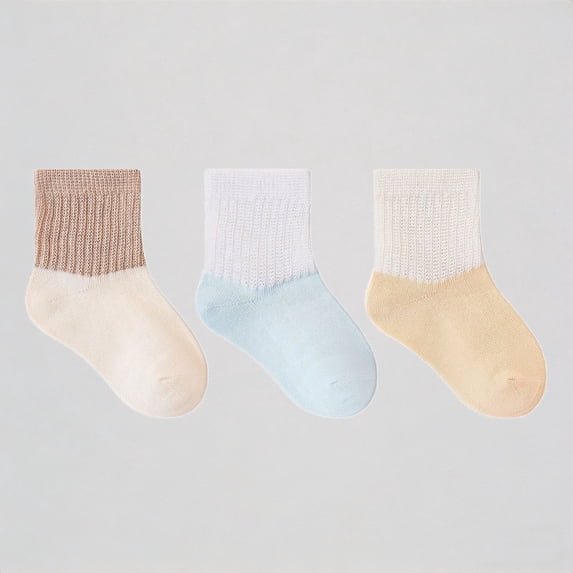Krdevn 3-Packs Kids Socks for Boys Girls Toddler Mid Crew Athletic Socks for Outdoor Sports Play Comfortable Stretchy Everyday Wear with Sneakers,0-6M