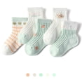 thumbnail image 1 of Krdevn 5-Pack Breathable Cartoon Socks - Soft Lightweight Crew Socks for Toddlers, Everyday Comfort Wear,Size:6-12 Months, 1 of 2