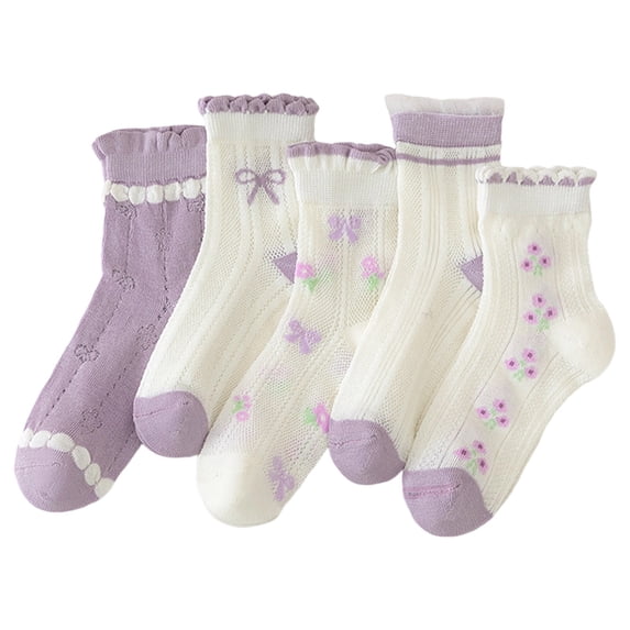 Krdevn 5-Pack Breathable Mesh Ankle Socks - Soft Cotton Comfort for Everyday Casual Wear, Youth and Toddler,Size:1-3 Years