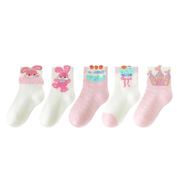 Krdevn 5-Pack Breathable Mesh Kids Socks - Soft Lightweight Mid-Crew with Cute Prints for Sports, Sandals & Everyday Wear,Size:9-12 Years