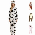 thumbnail image 1 of Krdevn Adult Animal Onesie Pajamas, Hooded Cartoon Cosplay Jumpsuit for Halloween Costume & Home Loungewear,White, 1 of 9