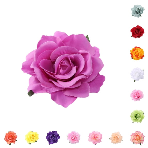 Krdevn Artificial Rose Flower Hair Clip Dual Use Floral Brooch Pin Wedding Party Bridal Hair Accessory Dress Lapel Decor for Women