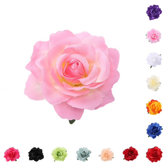 Krdevn Artificial Rose Flower Hair Clip Dual Use Floral Brooch Pin Wedding Party Bridal Hair Accessory Dress Lapel Decor for Women