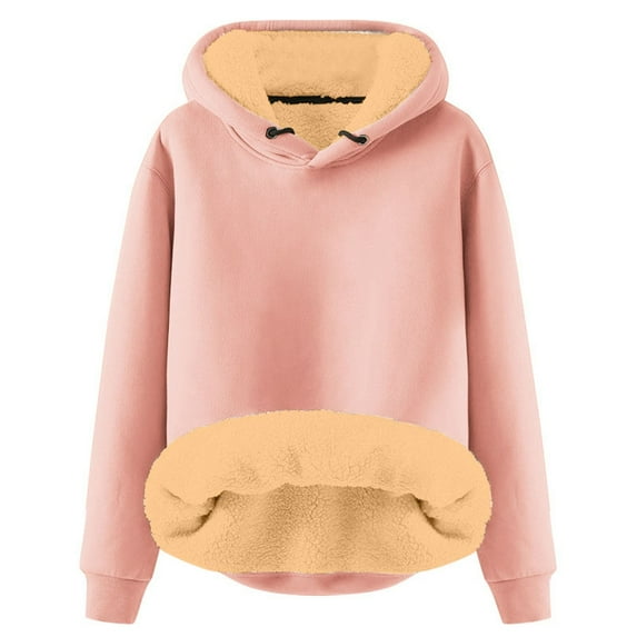 Krdevn Autumn Winter Solid Color Velvet Hoodie Lady - Cozy Velvet Hoodie, Warm Winter Hoodie, Casual Pullover, Soft Hooded Sweatshirt for Women, Size for 5XL