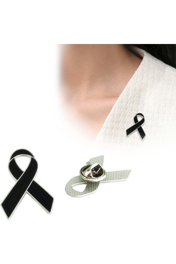 Krdevn Awareness Ribbon Enamel Lapel Pin Metal Butterfly Clasp Brooch for Mourning Memorial Funeral Sympathy Commemorative Formal Occasion Clothing Decor Pin