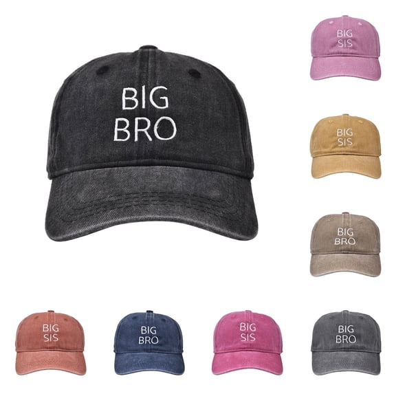 Krdevn BIG BRO Letter Embroidered Washed Kids Baseball Cap Adjustable All Season Casual Outdoor Sun Hat for Toddler Boys