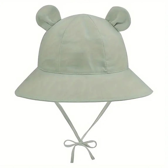 Krdevn Baby Bear Ear Bucket Hat UPF50+ Wide Brim Adjustable Chin Tie Anti-fall Sun Protection Fisherman Cap Size:2-4 Years