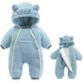 thumbnail image 1 of Krdevn Baby Bear Romper Outfit Suit Girls Boys Thick Jumpsuit Romper Hooded Coat Winter Warm Clothes Outwear Snowsuit,Kids Clothing,0-3 Months, 1 of 4