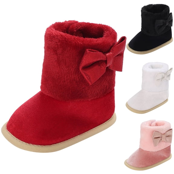 Krdevn Baby Boots Cute Bow Decoration Autumn and Winter Thickened Warm Comfortable Non Shoes,Toddler Girl Shoes,Boys Shoes,Size:0-6 Months