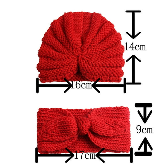 Krdevn Baby Boy Girl Knitted Turban Hat Hair Band Headwear Cap Sets