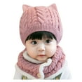 thumbnail image 1 of Krdevn Baby Boy Girl Winter Hat Toddler Cat Hat with Scarf Lined Knitted Cap Neckwarmer for Kids 2 Piece, 1 of 8