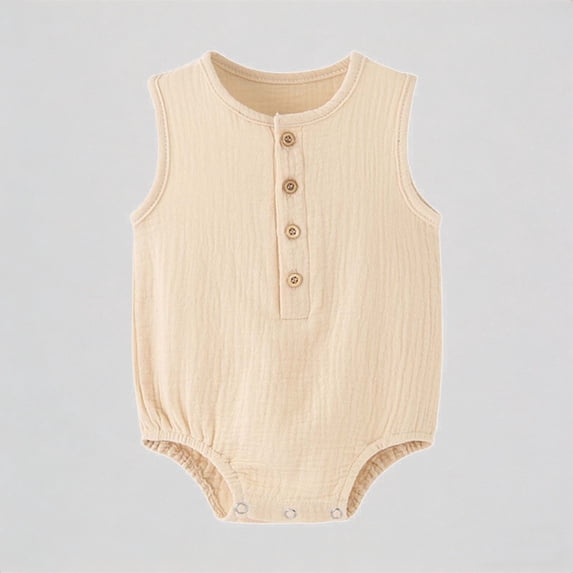 Krdevn Baby Boys Bodysuits Soft Breathable Sleeveless Romper for Comfortable Casual Outfit for Daily Wear and Outdoor Activities,0-3 Months