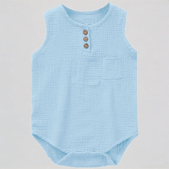 Krdevn Baby Boys Bodysuits Summer Sleeveless Romper Jumpsuit Soft Breathable Casual Outfit,18-24 Months