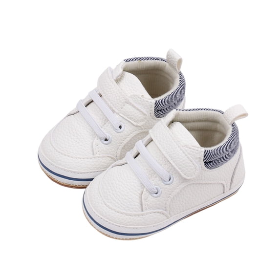 Krdevn Baby Boys' First Walkers, Soft Sole High-Top Sneakers with Hook and Loop Strap, Breathable Comfortable Toddler Shoes,0-6 Months