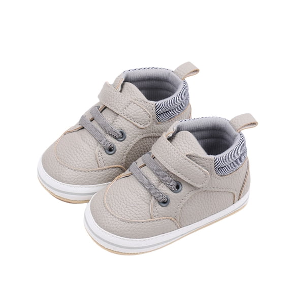Krdevn Baby Boys' First Walkers, Soft Sole High-Top Sneakers with Hook and Loop Strap, Breathable Comfortable Toddler Shoes,6-12 Months