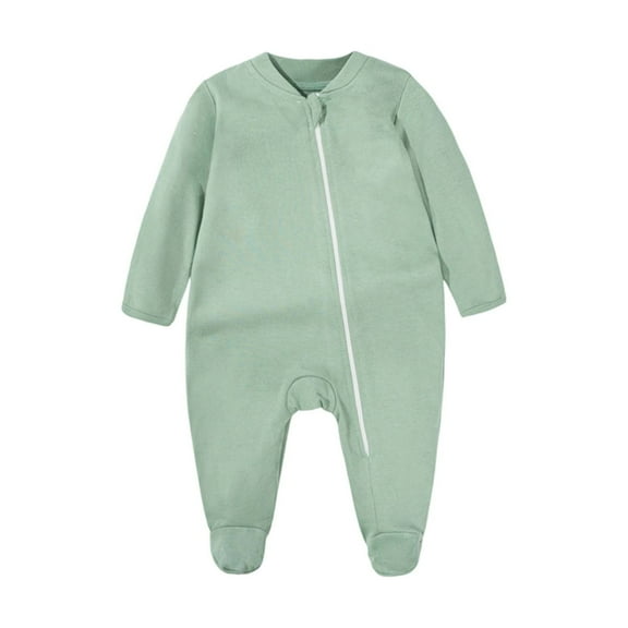 Krdevn Baby Boys Full Zip Up Pajamas Romper with Front Zipper Soft Long Sleeve Jumpsuit for Toddler Cozy Sleeper Outfit,Kids Clothing,9-12 Months