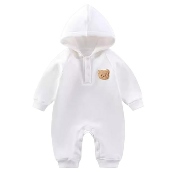 Krdevn Baby Boys Girls Clothing Zipper Hooded Jumpsuit Romper Long Sleeve Outfit Fall Winter Warm Clothes,Kids Clothing,0-3 Months