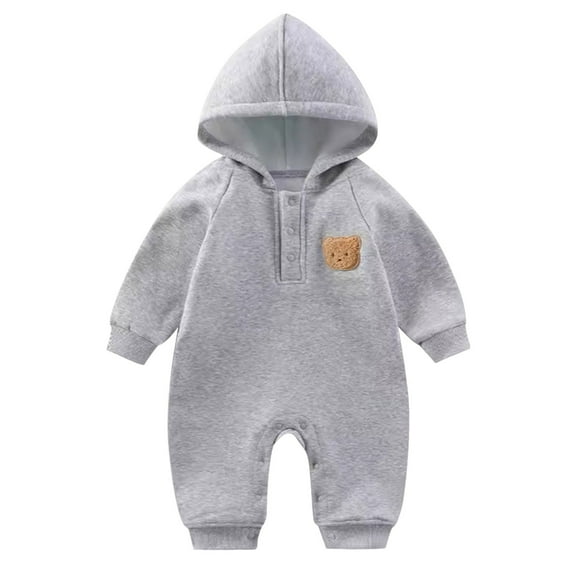 Krdevn Baby Boys Girls Clothing Zipper Hooded Jumpsuit Romper Long Sleeve Outfit Fall Winter Warm Clothes,Kids Clothing,6-12 Months